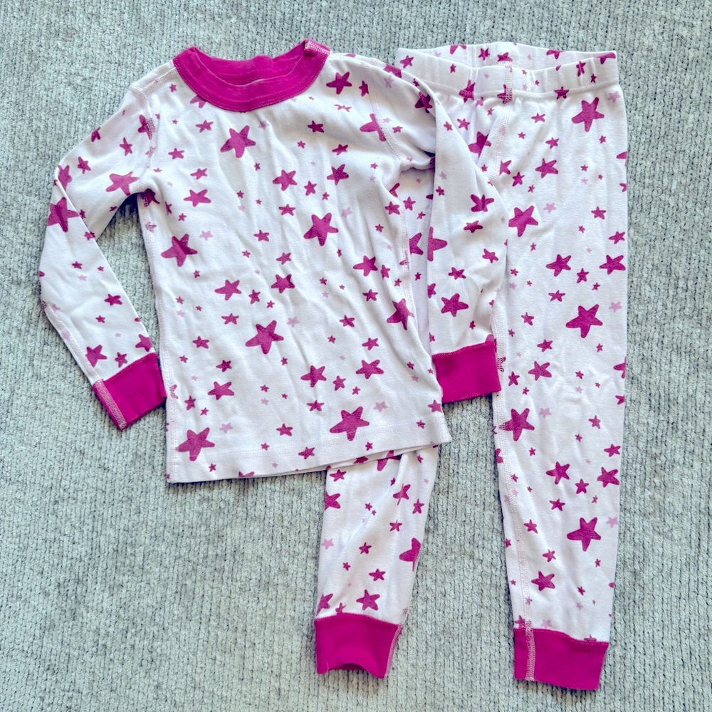 Hanna Andersson Pink Moon and Back Star Print Pajama Set Sz 4 100cm